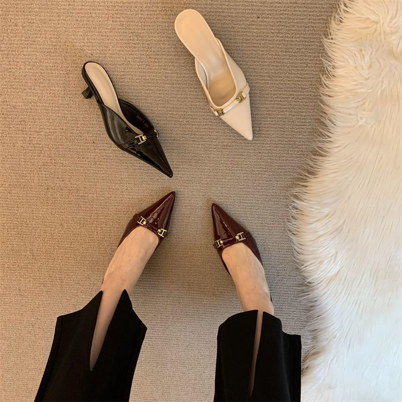 Temperament: Nackte rosa spitze Halbschuhe für Frauen, die im Frühjahr und Sommer 2025 draußen getragen werden, dünne Absätze für Frauen, hohe Absätze,_voghion.com