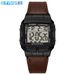 Men's Classic Retro Square Digital Sports Watch With Leather Strap, Waterproof, Multifunctional, Fashionable For Everyday Wear_voghion.com