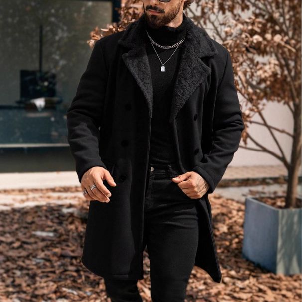 Klassischer zweireihiger Tweedmantel für Herren – Langer Mantel aus Wollmischung für Herbst und Winter, europäischer und amerikanischer Stil_voghion.com