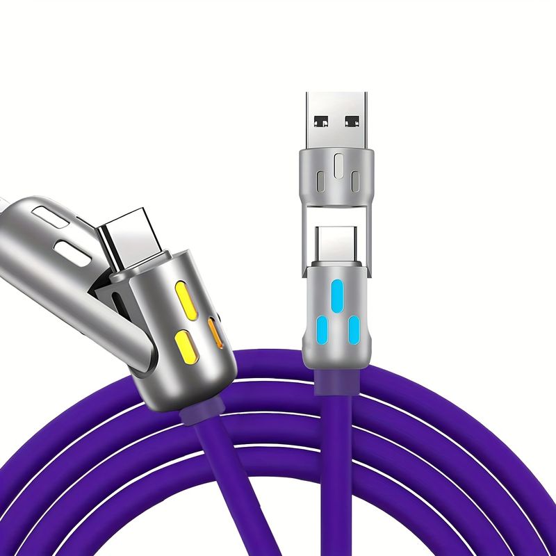 240W 4-i-1 lysende USB C-kabel - Anti-filtring hurtigopladnings-datasynkroniseringskabel til smartphone_voghion.com