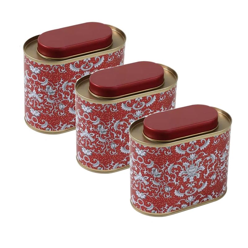 Lot de 3 grandes boîtes à thé avec couvercle - Forme ovale 3,53 à 7 oz Boîtes de conserve Stockage de thé en vrac Boîtes de cuisine Organisateur de sachets de thé_voghion.com