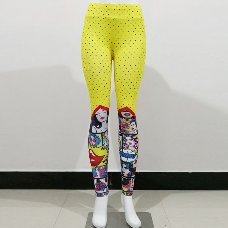 New Yiwu Print Leggings Fitness Sports Yoga Running Training Pants XY78 Cartoon_voghion.com