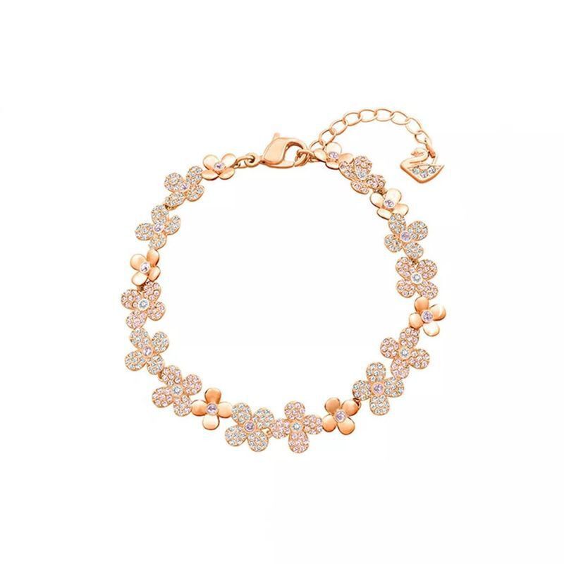 Braccialetto con fiore di prugna in oro rosa Elemento femminile Braccialetto con fiore di cristallo Donna_voghion.com