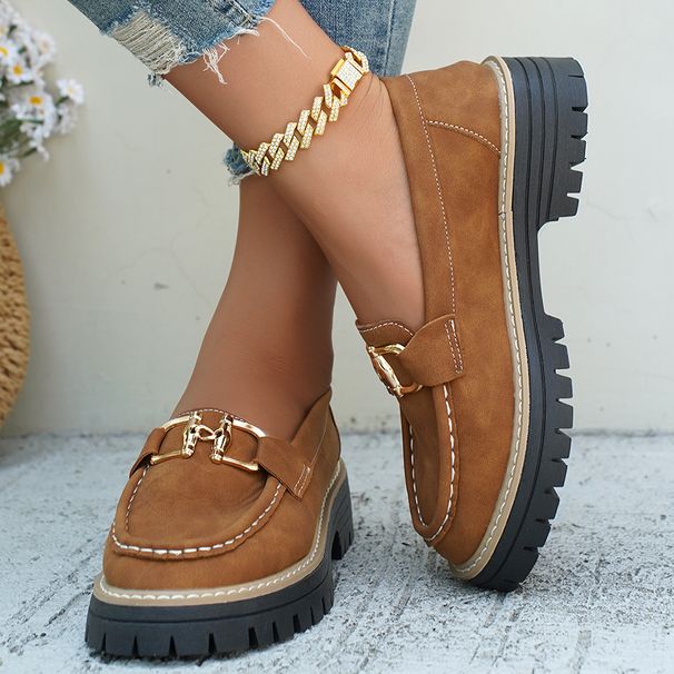 SHLIANG Neue Mode Britischen Stil frauen Wohnungen Dicken Boden Casual Loafers Runde Kappe Gummi Frühling Herbst Flache Schuhe X0047_voghion.com