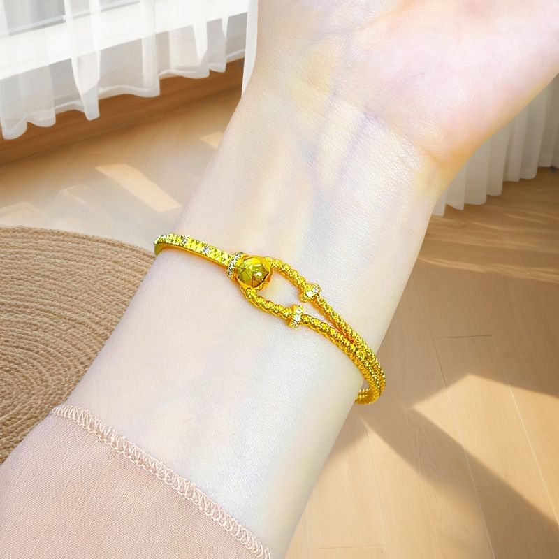 Pulseira feminina com fivela em formato de ferradura, imitação de ouro, leve, luxuosa, com miçangas de diamante requintadas, joia de alta qualidade_voghion.com