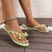 Women's rivet shoes bowknot flip flops for summer beach outings flat bottom transparent jelly PVC crystal slippers_voghion.com
