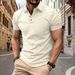 2025 Summer New Simple Solid Color Men's Button Jacquard Casual Short Sleeved Polo Shirt_voghion.com