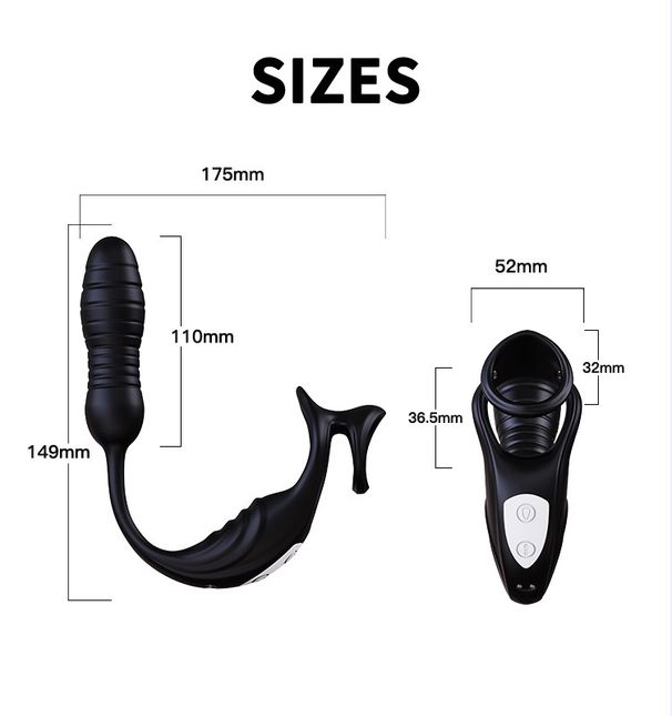 CHIJIANG New Telescopic Anal Plug Prostate Vibrator Massager Wireless Remote Control Double Ring Semen Lock_voghion.com