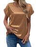 T-shirt da donna a gamba dritta con scollo rotondo in velluto a coste color K Fashion Temperament_voghion.com