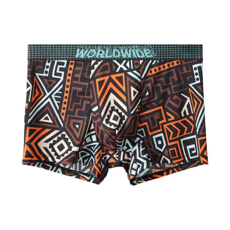 Intimo da uomo Element Totem, boxer con stampa interessante, in rete di seta ghiacciata 7A, antibatterico, con cavallo, slip da uomo_voghion.com