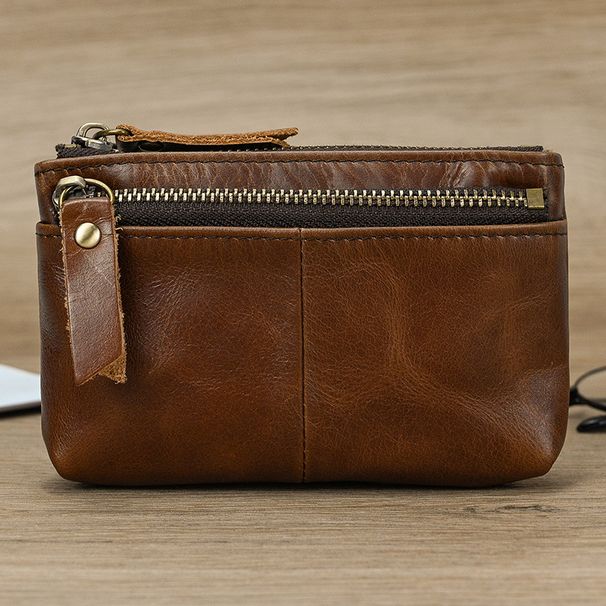 Crazy Horse Purse Men's Genuine Leather With Ring Cowhide Coin Pouch Key Bag_voghion.com