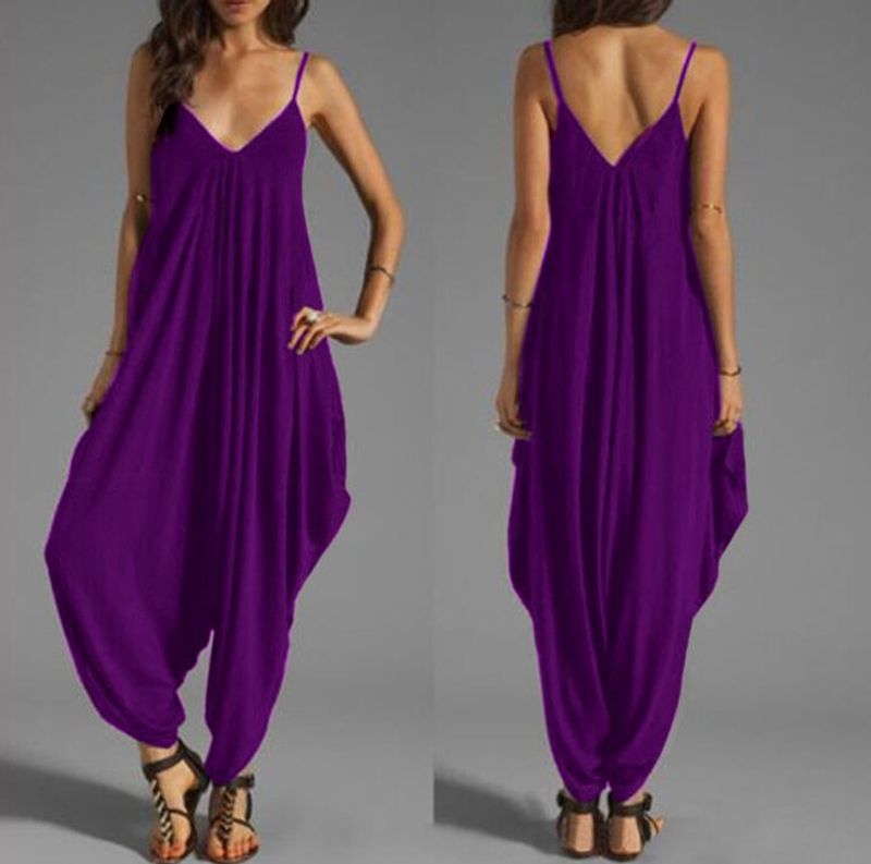 Nuevo mono sexy con tirantes y escote en V para mujer_voghion.com