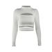 2025 Sexy Top a maniche lunghe con scollo alto e traforato per abbigliamento femminile autunnale e invernale 8815_voghion.com