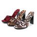 Women's Sexy Leopard Print High Heel Mule Sandals - 11CM Platform Chunky Heel Open Toe Slippers For Summer (Black, Non-Slip, Fashionable)_voghion.com
