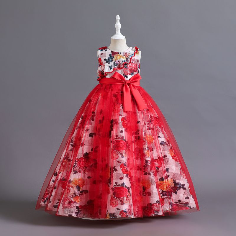 Mutter & Kinder Mesh blume neue blume mädchen hochzeit kleid flauschigen mädchen klavier leistung kleid party laufsteg lange kleid_voghion.com