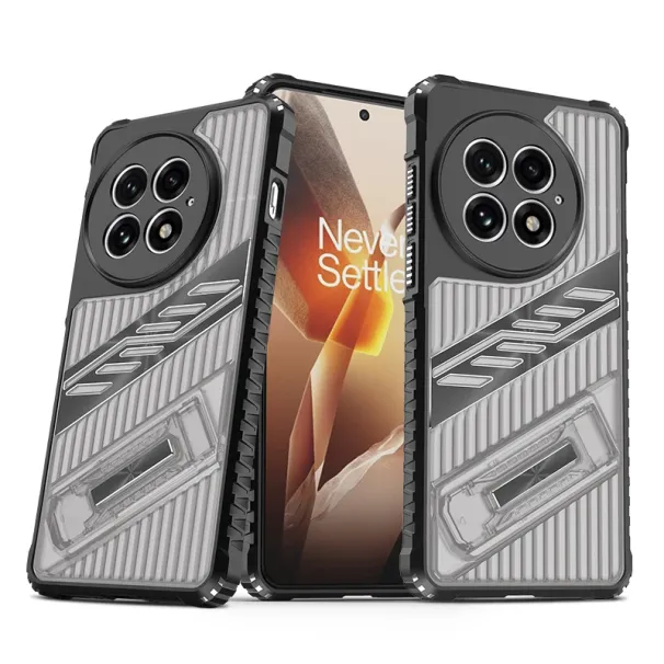 Custodia posteriore trasparente in PC+TPU con supporto per telefono per OnePlus 13 13R 12 12R Custodia morbida con supporto per armatura OnePlus NORD4_voghion.com