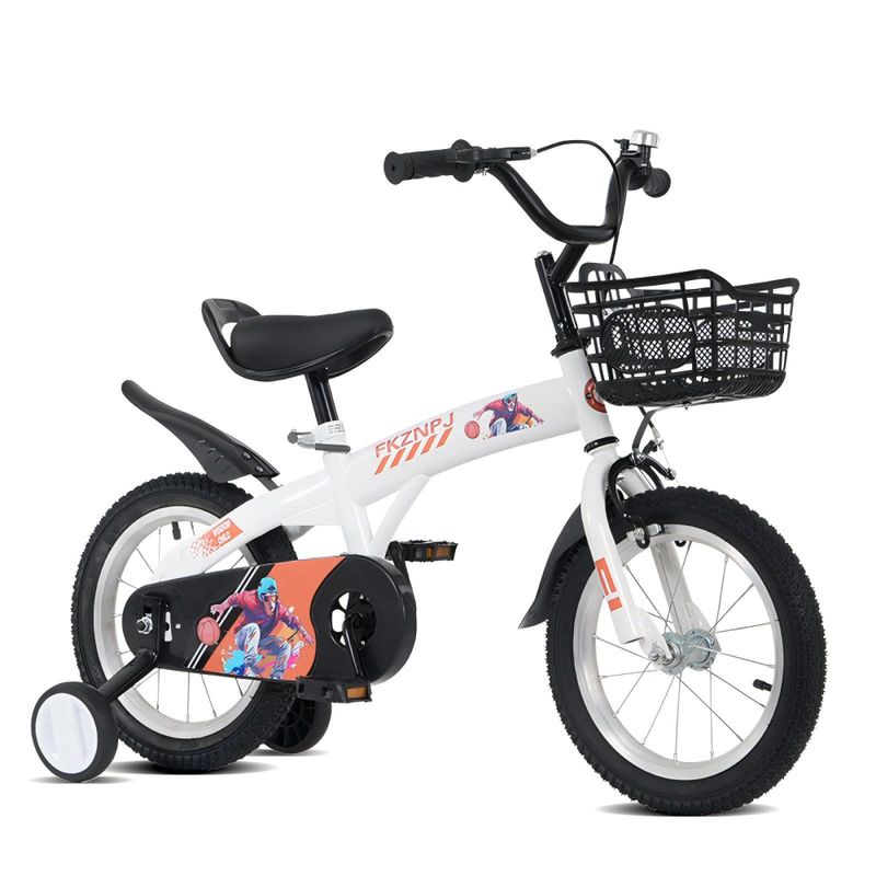 16 Inch Sporty Kids Bike With Training Wheels And Stand Adjustable Saddle Suitable For Boys And Girls Aged 4-8 Years Tall Height 41-53 Inches_voghion.com