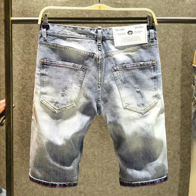 Summer oversized Kirin style trendy jeans, casual distressed shorts_voghion.com