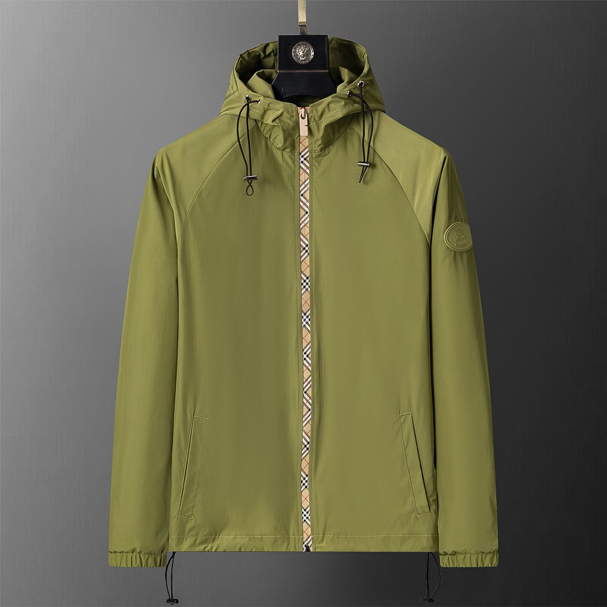 2025 Autumn And Winter New Style Hooded Jacket Checkerboard Zipper Style Official Website Synchronization M-3XL Light Green_voghion.com
