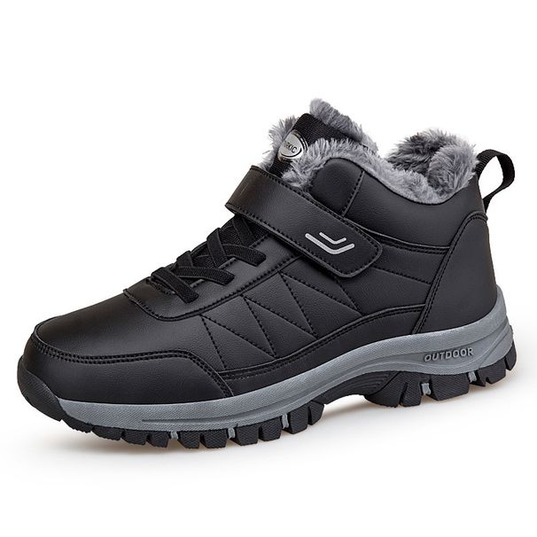 Botas de nieve unisex de invierno con forro de piel sintética, piel sintética impermeable y suela antideslizante para exteriores y climas fríos (negro, gris y granate)._voghion.com