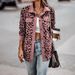Women's Corduroy Leopard Print Jacket - Oversized Button-Up Long Sleeve Coat With Pockets (Multiple Colors, S-XXXL)_voghion.com
