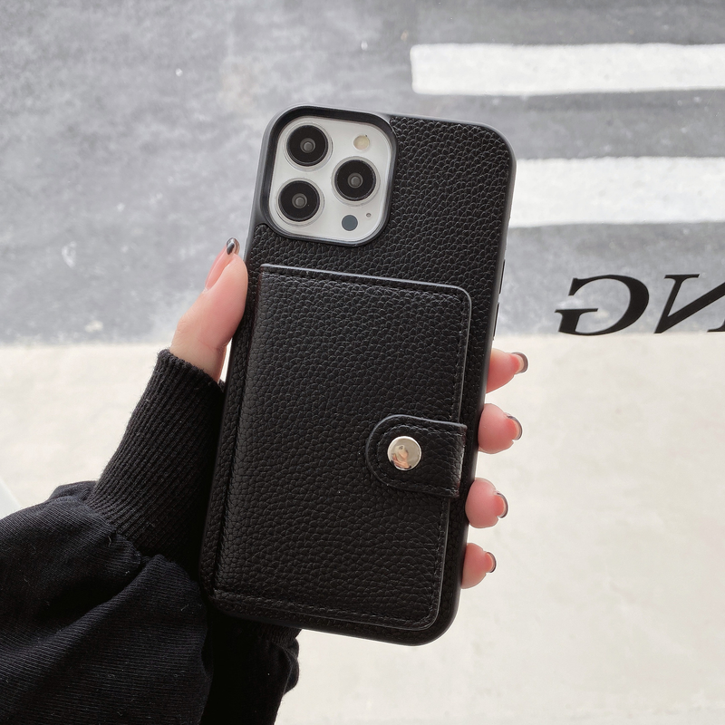 Mobile phone case Apple 14promax mobile phone case iPhone15pro litchi pattern left and right open card mobile phone case 12 trend_voghion.com