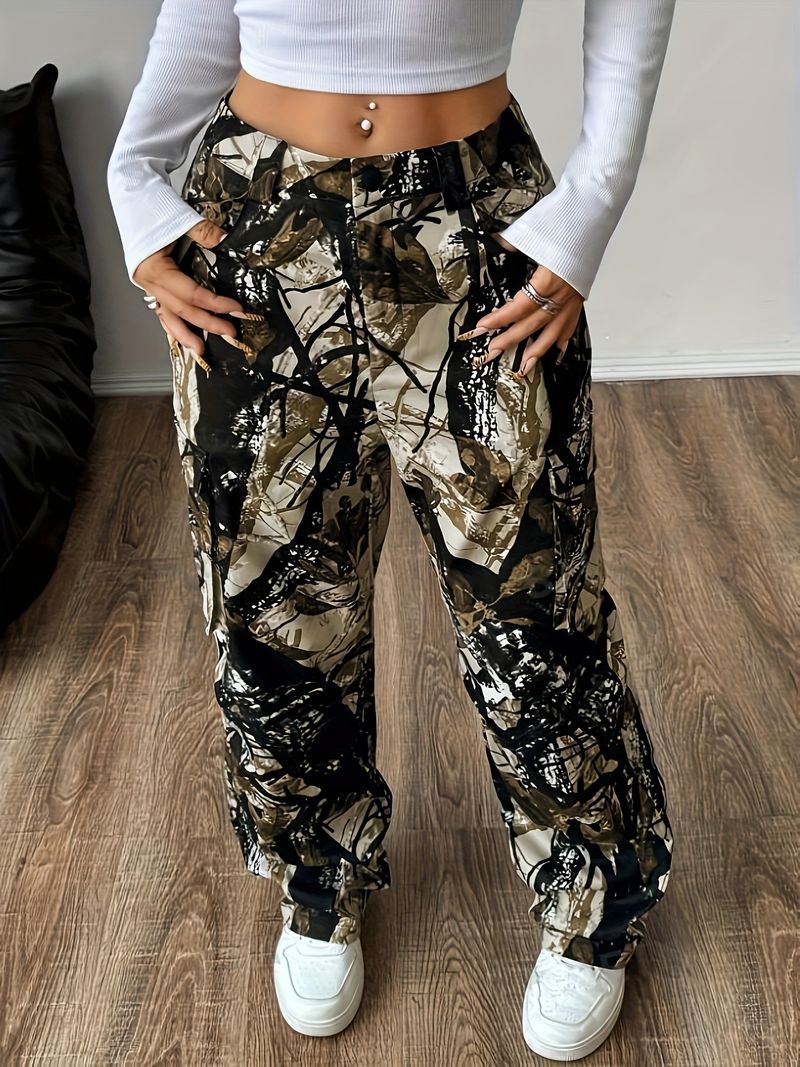 Abbigliamento da donna Nuovi pantaloni casual stampati da donna Salopette dritta alla moda_voghion.com