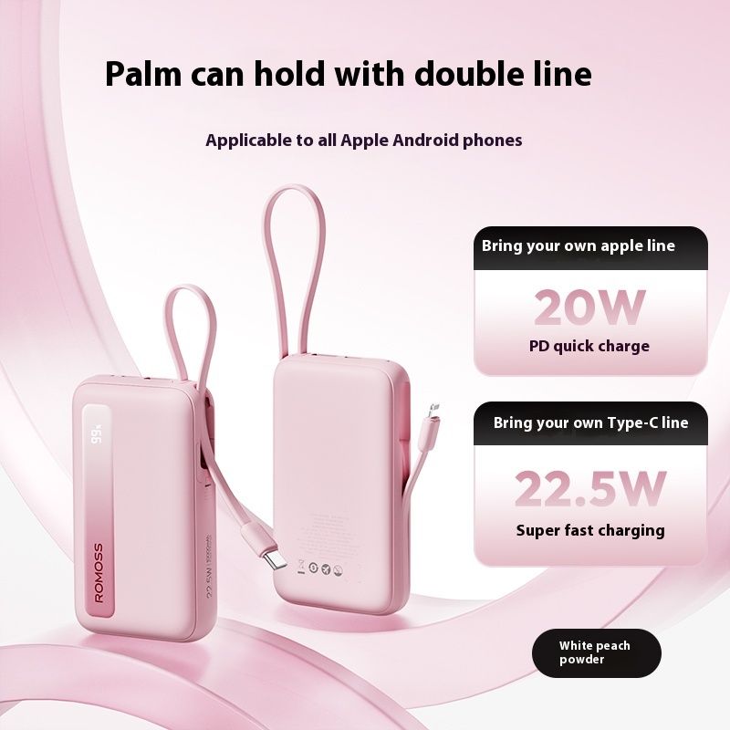 Romans 20000mAh handhållen powerbank med kabel. 2024 ny snabbladdning, stor kapacitet, 10000mAh ultratunn bärbar powerbank._voghion.com
