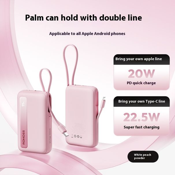 Romans 20000mAh handhållen powerbank med kabel. 2024 ny snabbladdning, stor kapacitet, 10000mAh ultratunn bärbar powerbank._voghion.com