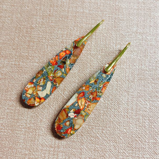 Bohemian Geometric Pattern Emperor Pine Pendant Women's Earrings Ethnic Style Creative Earrings_voghion.com