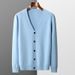Spring and Autumn new cashmere knitted cardigan men's V-neck solid color thin youth loose wool sweater plus size jacket_voghion.com