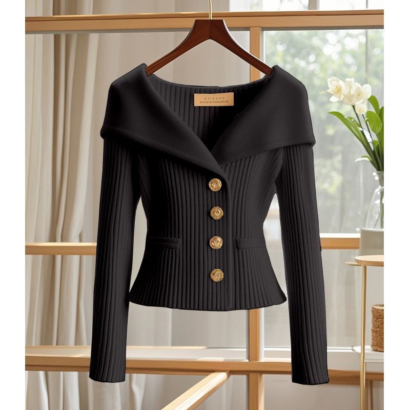 Roupas femininas, suéter branco, jaqueta para mulheres, design de ponta, temperamento de nicho, top de malha com cintura de celebridade, novo estilo de outono_voghion.com