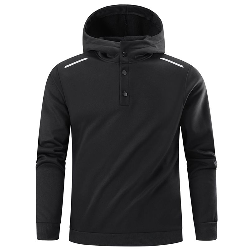 ​​"Maglione con cappuccio minimalista effetto velluto – Maglia unisex a maniche lunghe con mezza zip (nero/grigio/blu scuro, S-2XL)"​​_voghion.com