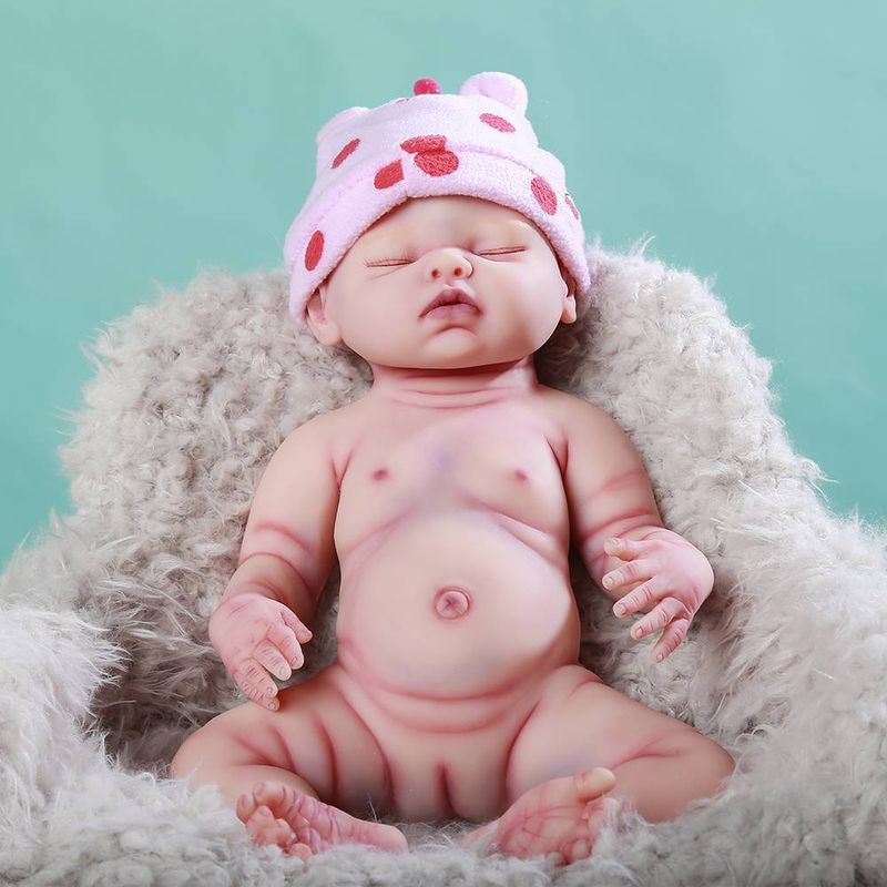 41CM newborn all-silicone baby girl doll Regenerates sleep Soft and lovely body 3D skin visible veins handmade doll_voghion.com