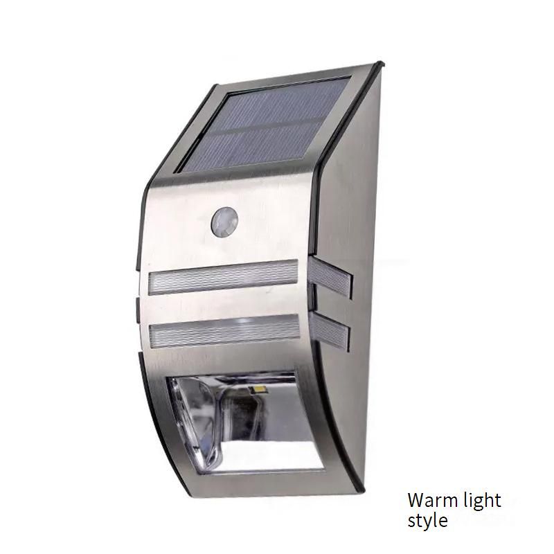Solar Motion Sensor Wall Light, Outdoor Stainless Steel Garden Light, Waterproof IP65, Warm White LED For Patio, Yard, Fence (73x50x178mm)​_voghion.com