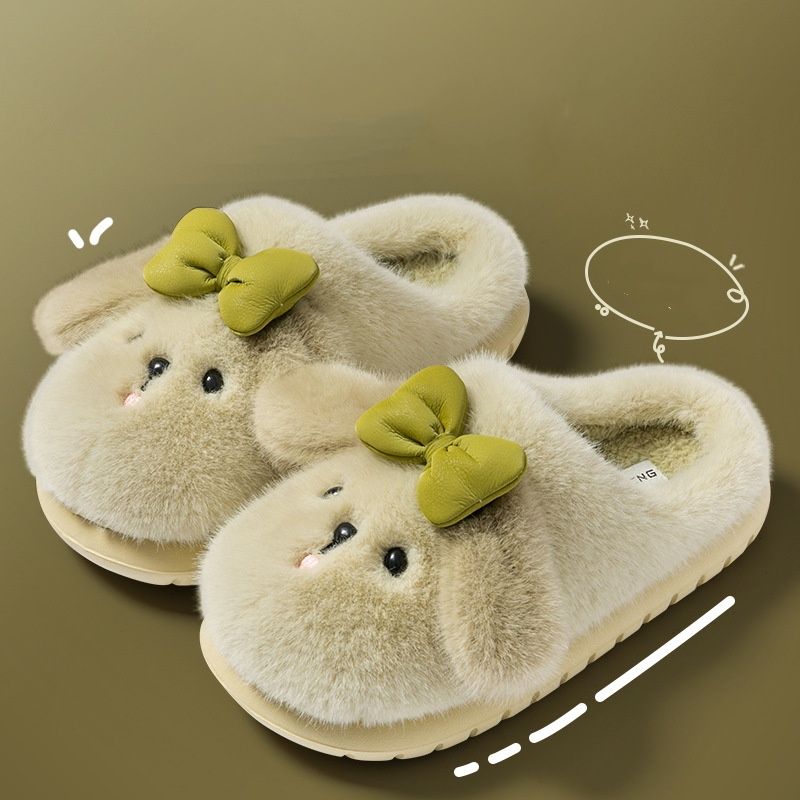 Women's Plush And Warm Cotton Slippers, New Style For Autumn And Winter 2025, Cartoon Design, Versatile, Anti-slip, Thick-soled, Furry Slippers_voghion.com