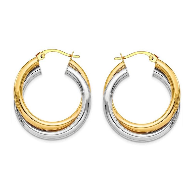 Orecchini da donna in ottone placcato oro vero, semplici, lucidi, a doppio strato, alla moda, di alta qualità, a due colori._voghion.com
