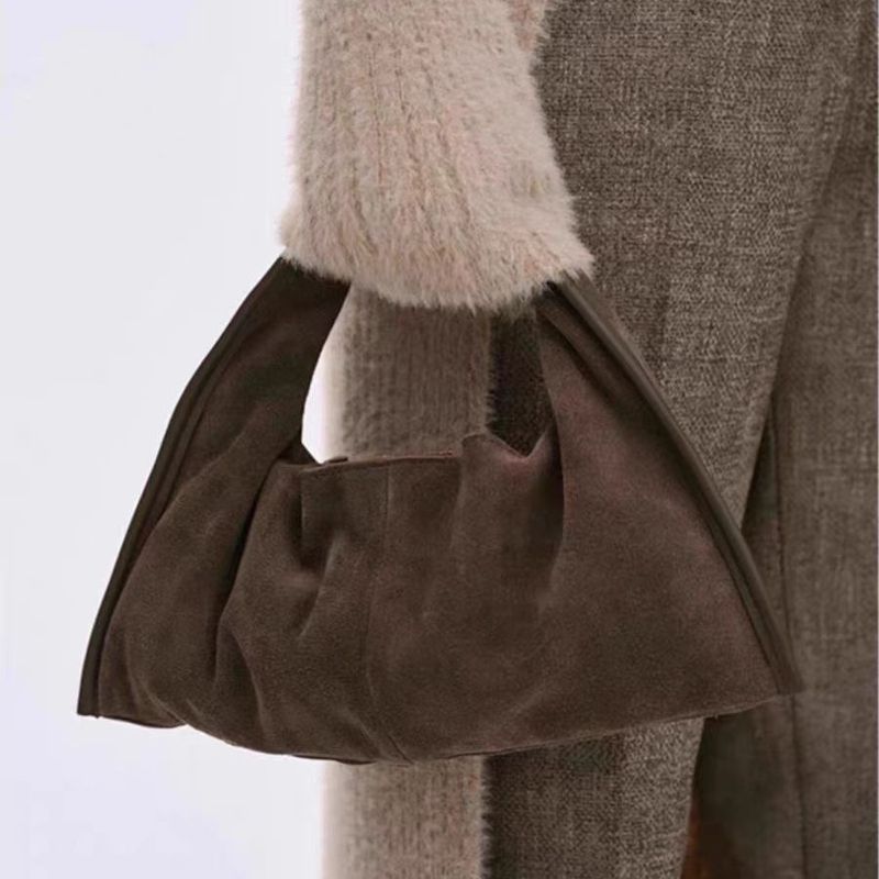 Mini Bag Suede Hobo Bag Women's New Autumn And Winter Loose Feeling Niche Designer Retro Hand Held Dumpling Bag_voghion.com