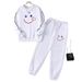 Conjunto feminino com capuz e calça jogger com estampa de carinha sorridente – 9019 Conjunto esportivo gráfico (branco/preto, tamanhos P-XXG)_voghion.com