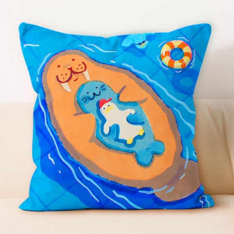 Duck Feather Home Detachable Washable Cushion Office Nap Back Pillow_voghion.com