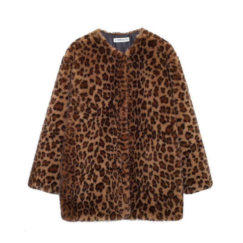 Women's clothing 2024 autumn/winter new animal pattern   fur effect coat jacket_voghion.com