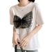 Women's design three-dimensional decorative short-sleeved T-shirt female 2024 summer new loose versatile top_voghion.com