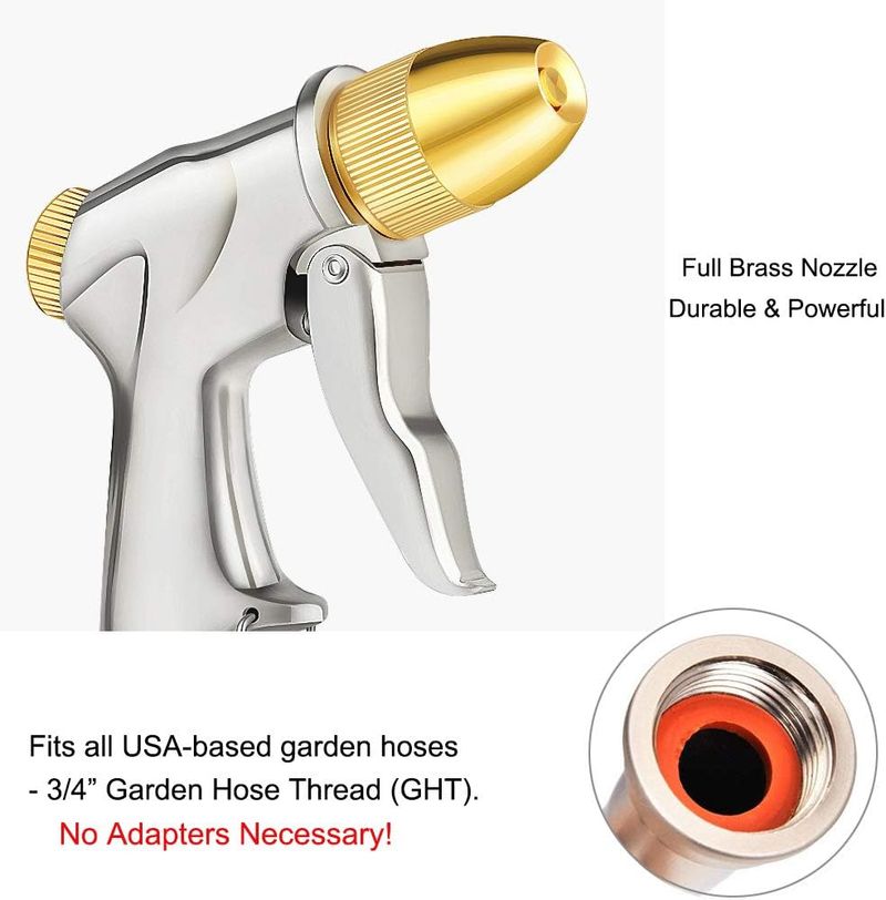 Garden Hose Sprayer, 100% Heavy-Duty Metal Handheld Water Nozzle High Pressure 4 Spray Modes Suitable_voghion.com
