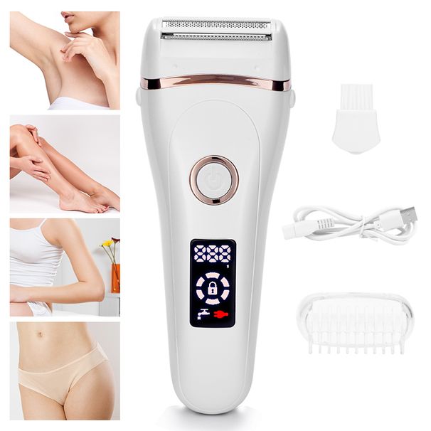 USB Genopladelig Kvinder Smertefri Elektrisk Epilator Skæghårfjerning Kvinders barbermaskiner Bærbar kvindehårtrimmer LCD_voghion.com