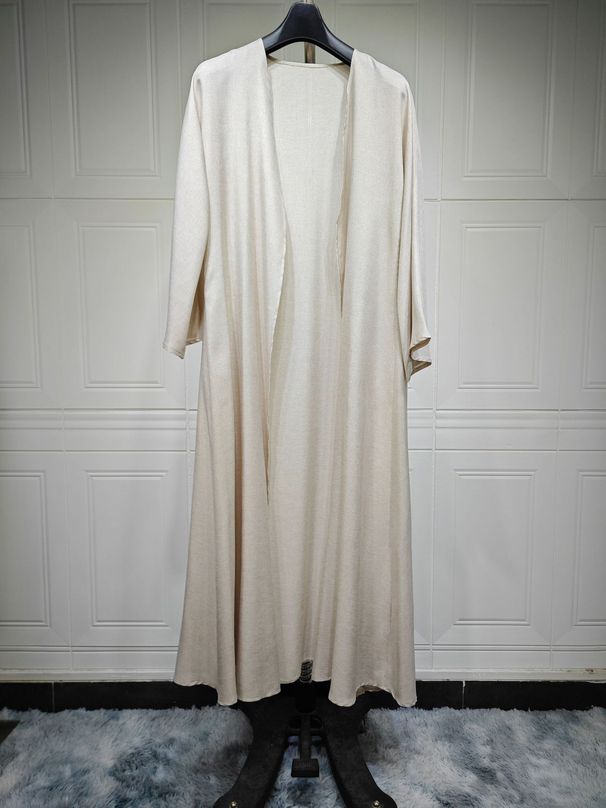 Abbigliamento da donna in cotone e lino, comodo cardigan, vestaglia, semplice abbigliamento esterno Abaya_voghion.com