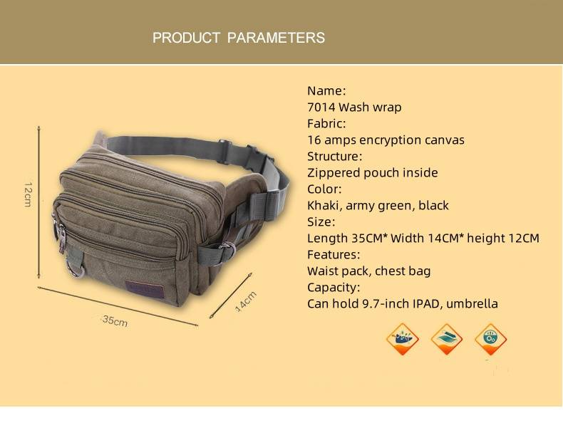 Freizeit Canvas Gürteltasche Herren Taille Outdoor Freizeittasche Registrierkassentasche Multifunktions-Handy-Geldbörse_voghion.com