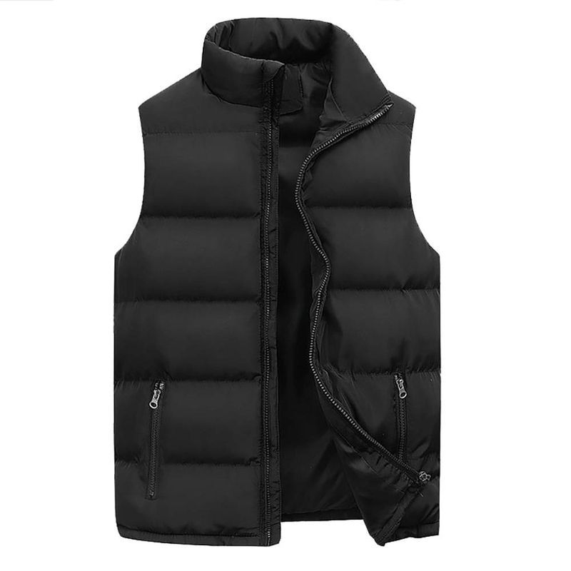 Veste pour hommes manteaux chauds d'hiver pour hommes col montant épais vers le bas gilet surdimensionné vestes gilet bouffant sans manches manteau à glissière_voghion.com