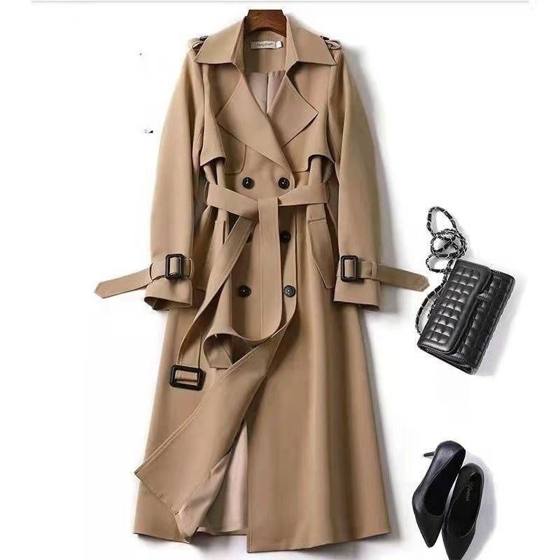 Women's Clothing Women's Mid Length Trench Coat Autumn Loose Lace Up Women's Drape Over The Knee Coat Popular Coat_voghion.com