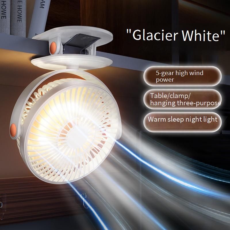 Ventilateur à pince avec veilleuse - Rechargeable par USB, oscillant et minuterie pour montage mural ou de bureau_voghion.com