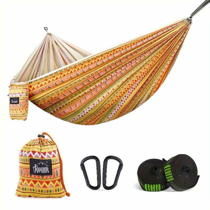 ouble Camping Hammock - Heavy-Duty 180kg Capacity With Tree Straps | Ultra-Soft Organic Cotton, Boho Design For Backyard,_voghion.com